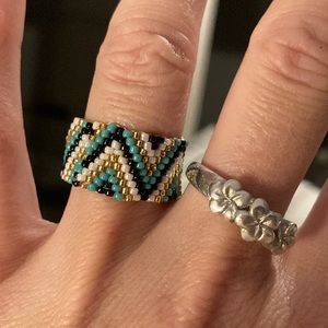Gorgeous hand beaded ring from bali size 9